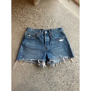 Levi Strauss Women 27" Jean Short Cut Offs Blue Shorts High Rise Distressed
